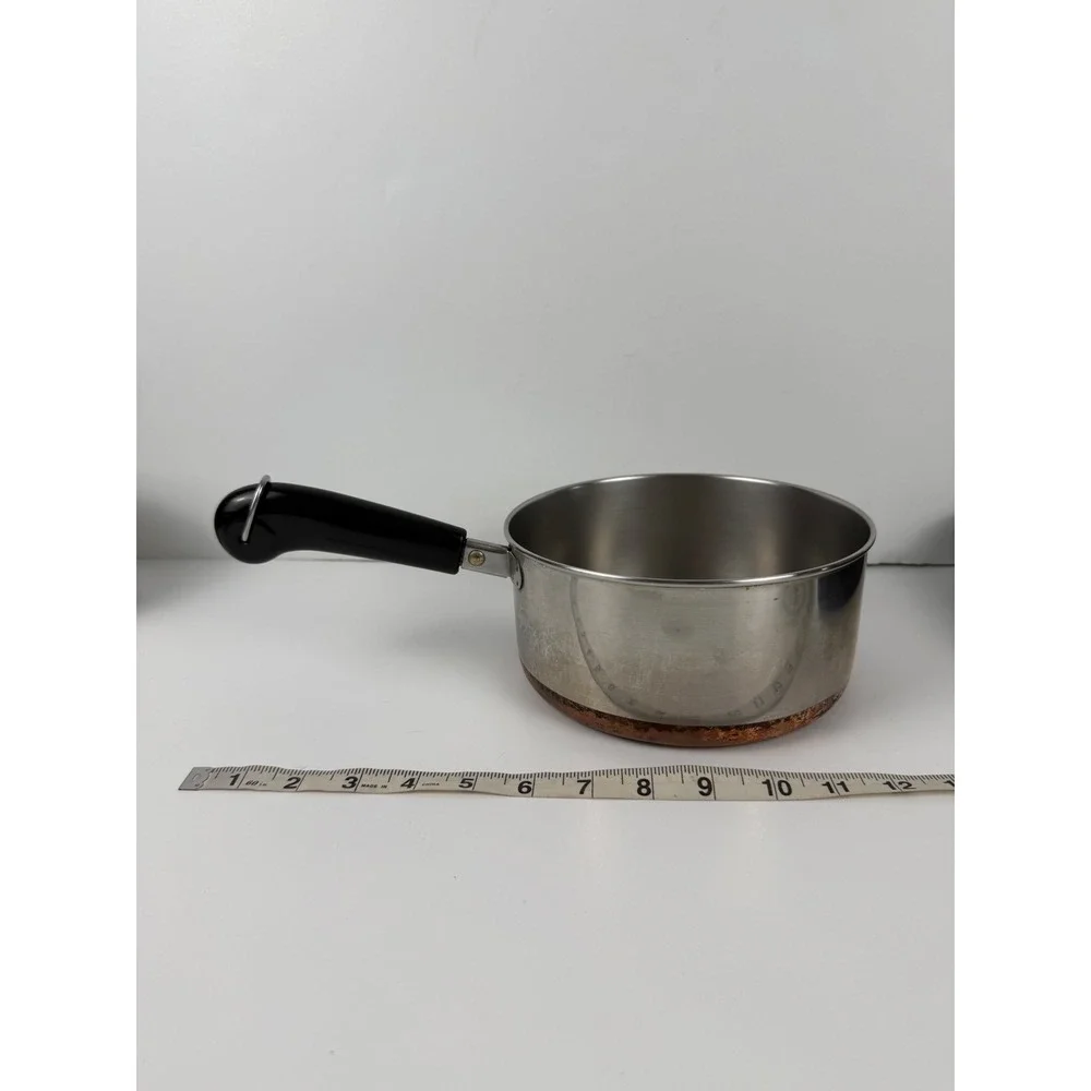 Vintage Revere Ware 2 Qt Saucepan Copper Bottom Stainless Steel Pot Clinton IL